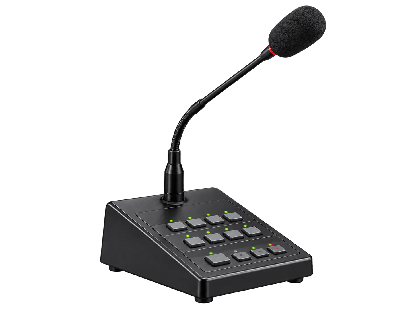 Desktop PA paging microphone with zone selection controls